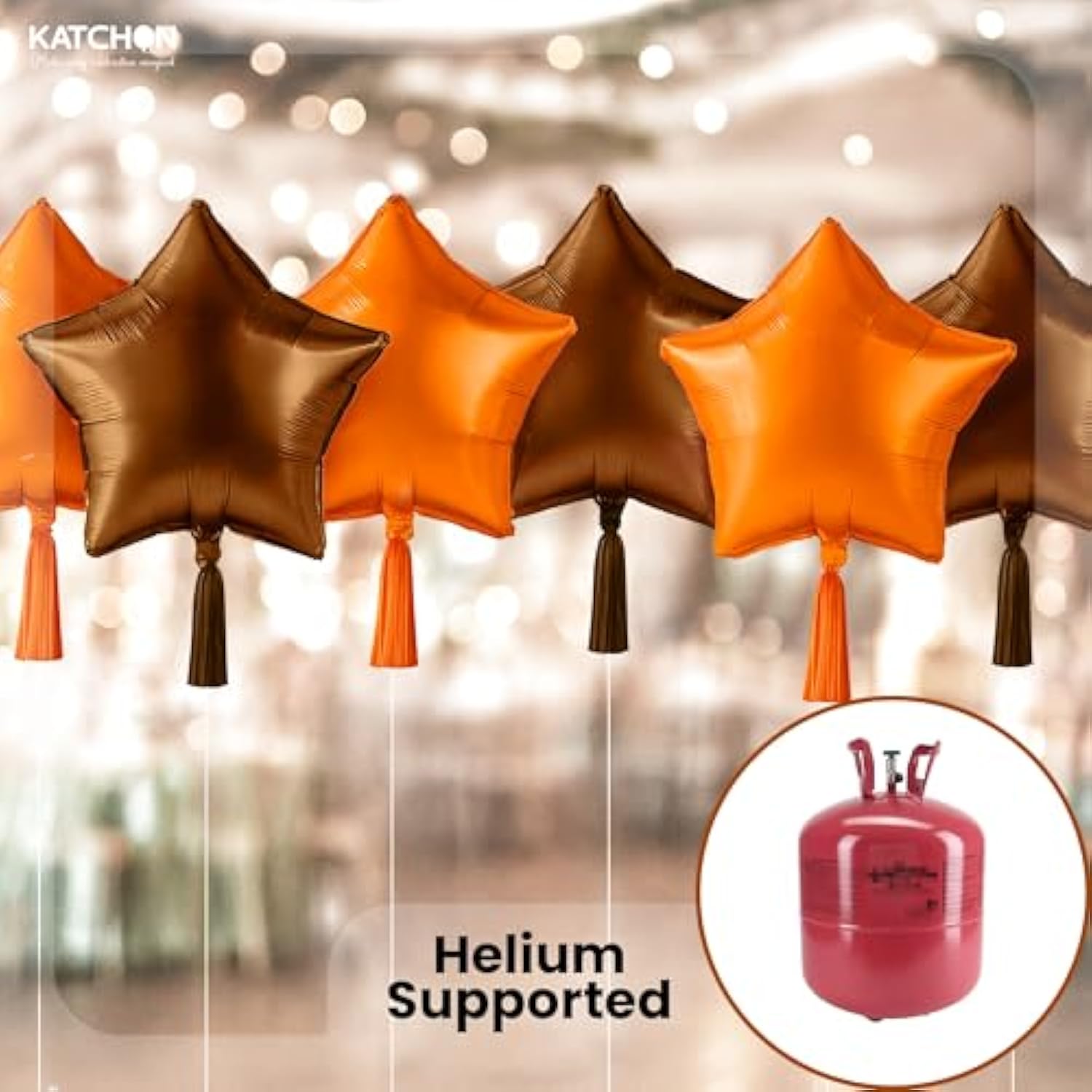 12pcs Metallic Brown Orange Star Foil Balloons 18 Inch for Fall Thanksgiving Party Decor