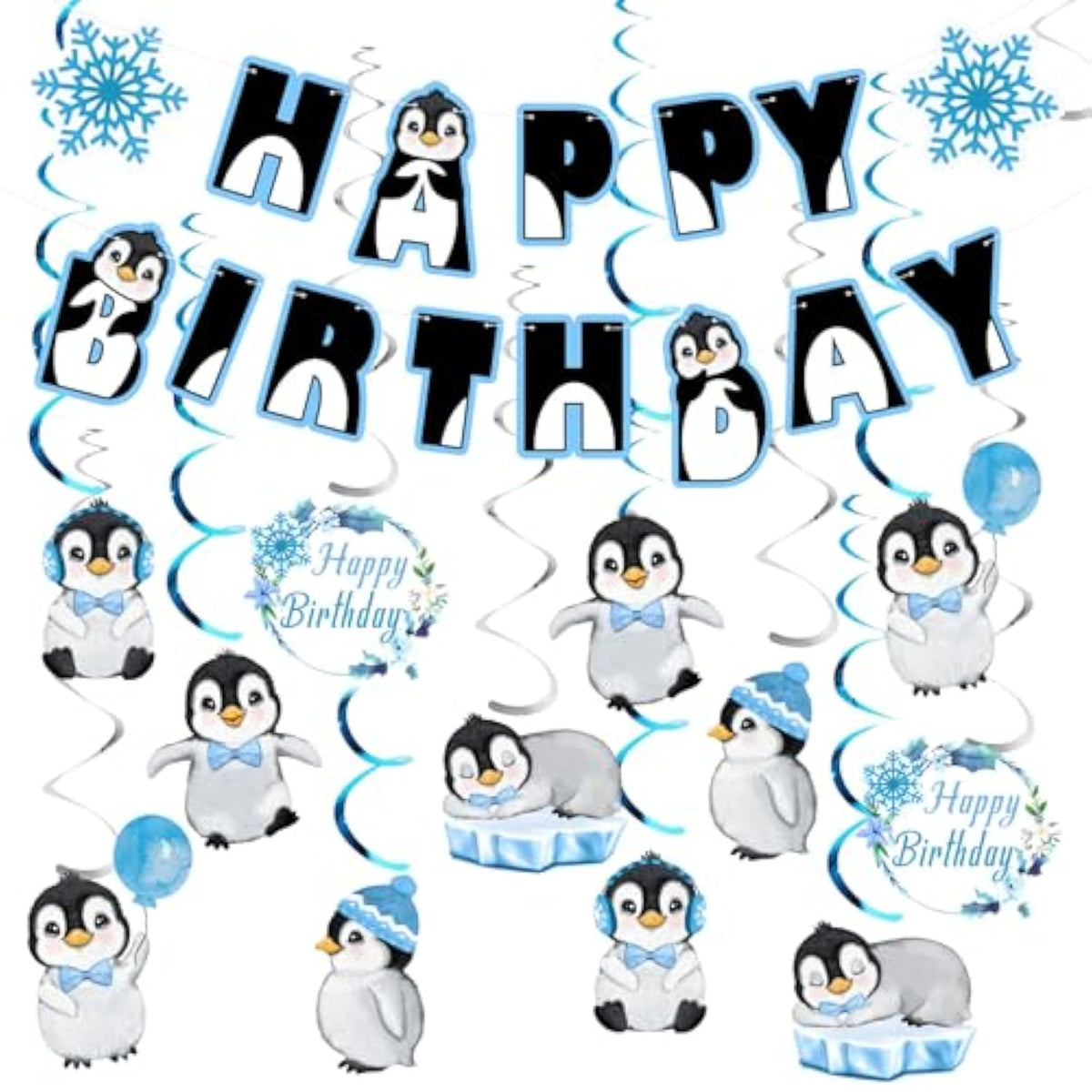 Penguin Happy Birthday Banner & Streamers – Party Supplies for Kids & Teens