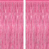 2 Pack Pink Party Decorations, 3.28 FT x 7.05 FT Pink Backdrop, Metallic Tinsel Backdrop Fringe Curtains Backdrop Curtains, Photo Backdrop Party Supplies Birthday Party Decorationsay Party Decorations