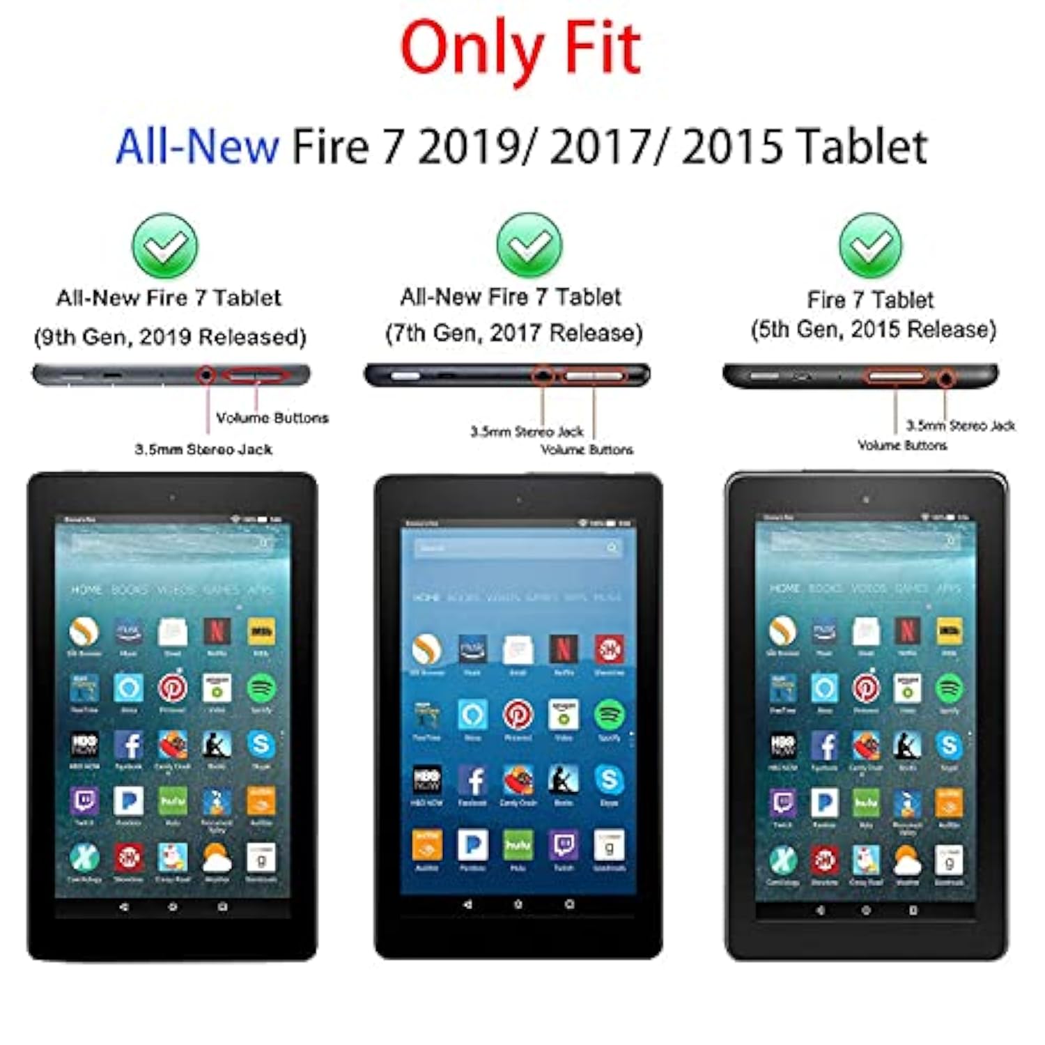 2019 New 7In Tablet Case For Kids, 7In Tablet(9/7/5Th Generation 2019/2017/201