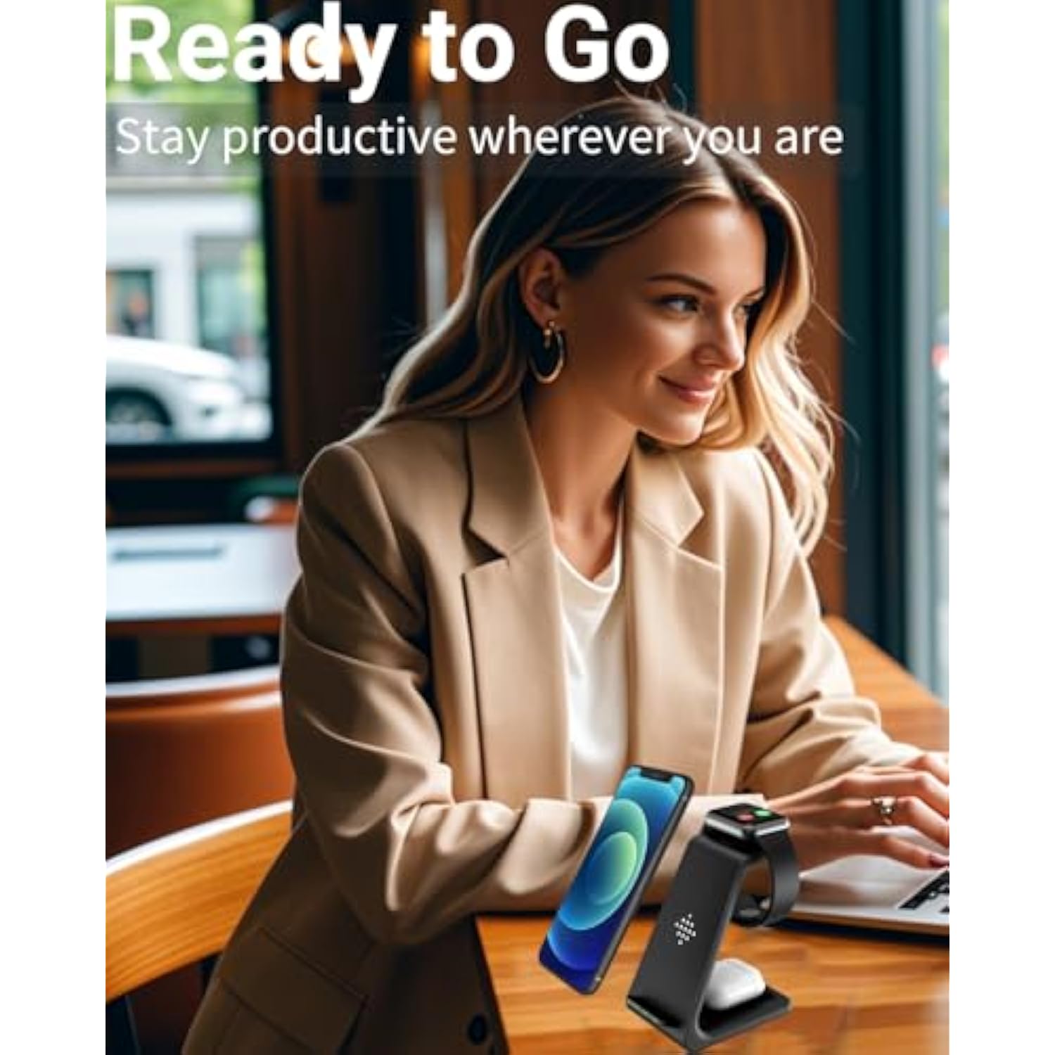 Fast Wireless Charging Station Stand Dock Pad for Apple Watches, Cell Phones & Airpods