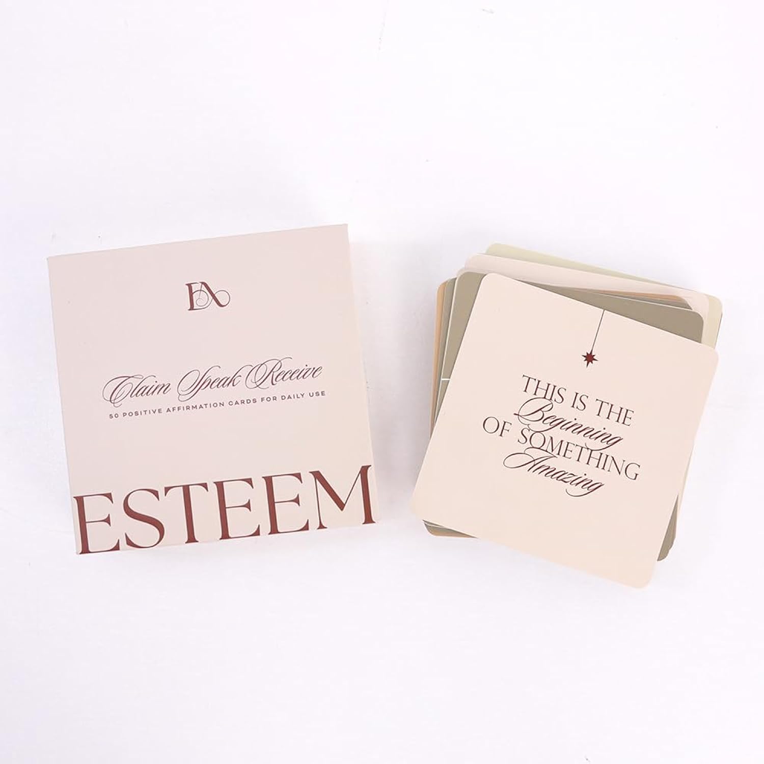 Esteem Daily Affirmation Cards For Manifestation, Self Care, Self Love Stress Relief 4 X4 Inspirational With Quotes 50 Mindfulness Box Women And Men