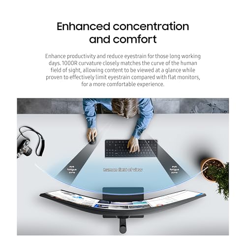 Viewfinity S65Ua Series 34-Inch Ultrawide Qhd Curved Monitor, 100Hz, Usb-C, Hdr10 (1 Billion Colors), Height Adjustable Stand, Tuv-Certified Intelligent Eye Care (Ls34A654Ubnxgo),Black