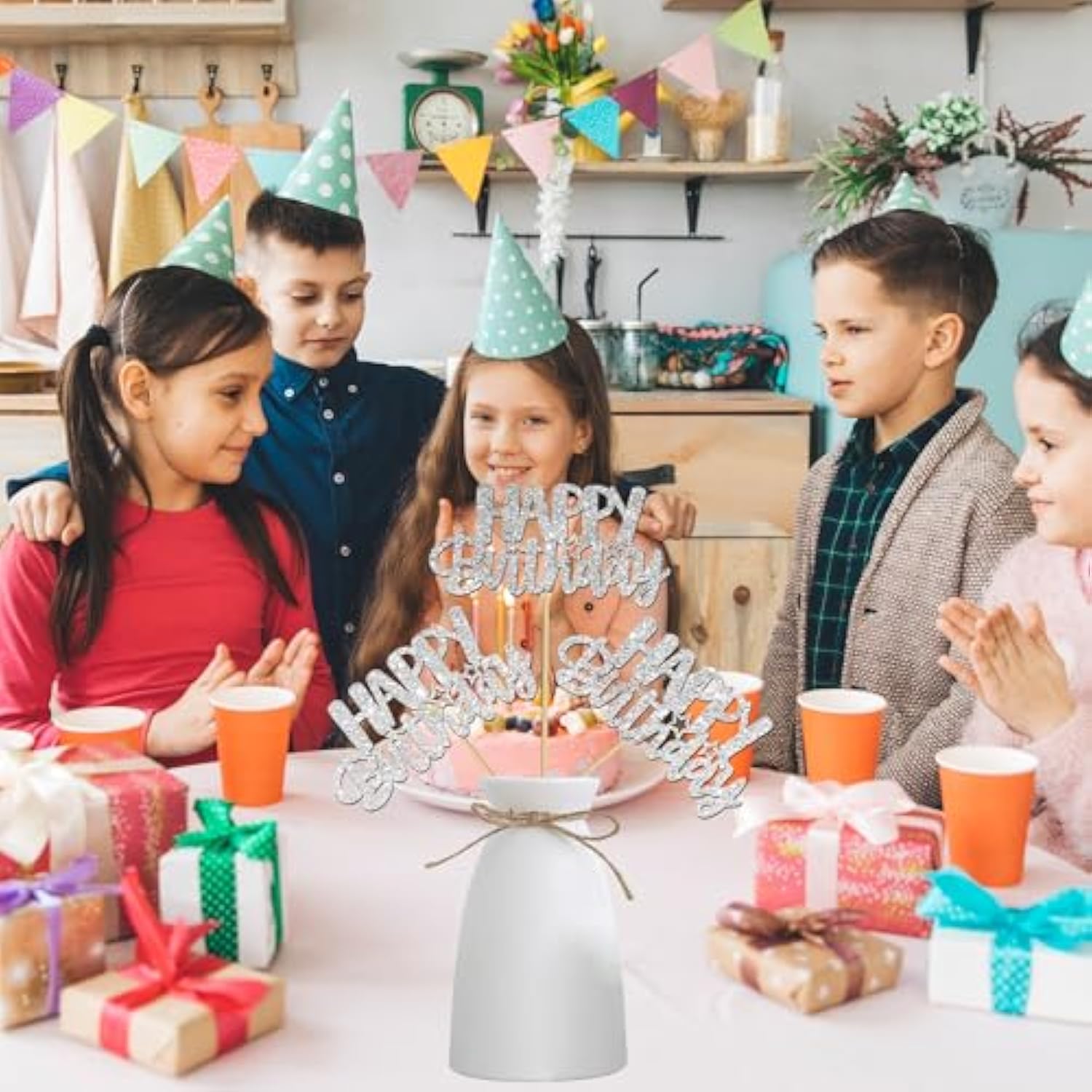 Glitter Silver Birthday Centerpiece Sticks 12Pcs Happy Birthday Party Table Decorations Double Sided Birthday Party Centerpieces For Cheers To Birthday Anniversary Baby Shower Supplies