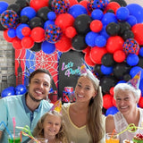Red Blue Black Balloon Garland Arch Kit, 113 Pcs Royal Blue Red Black
