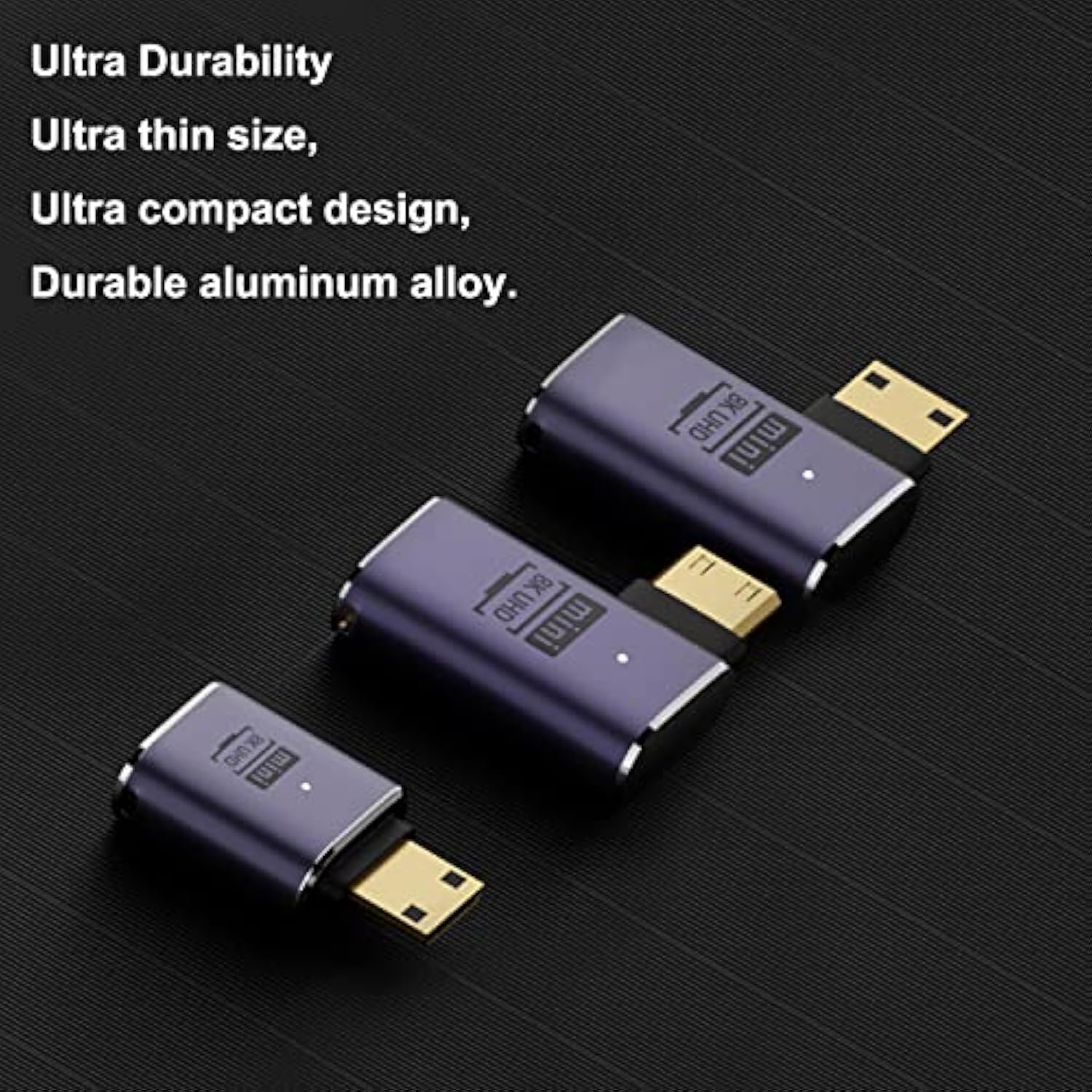 8K Mini Hdmi To Hdmi Adapter (3 Pack), 90 Degree Left And Right Angle Mini Hdm