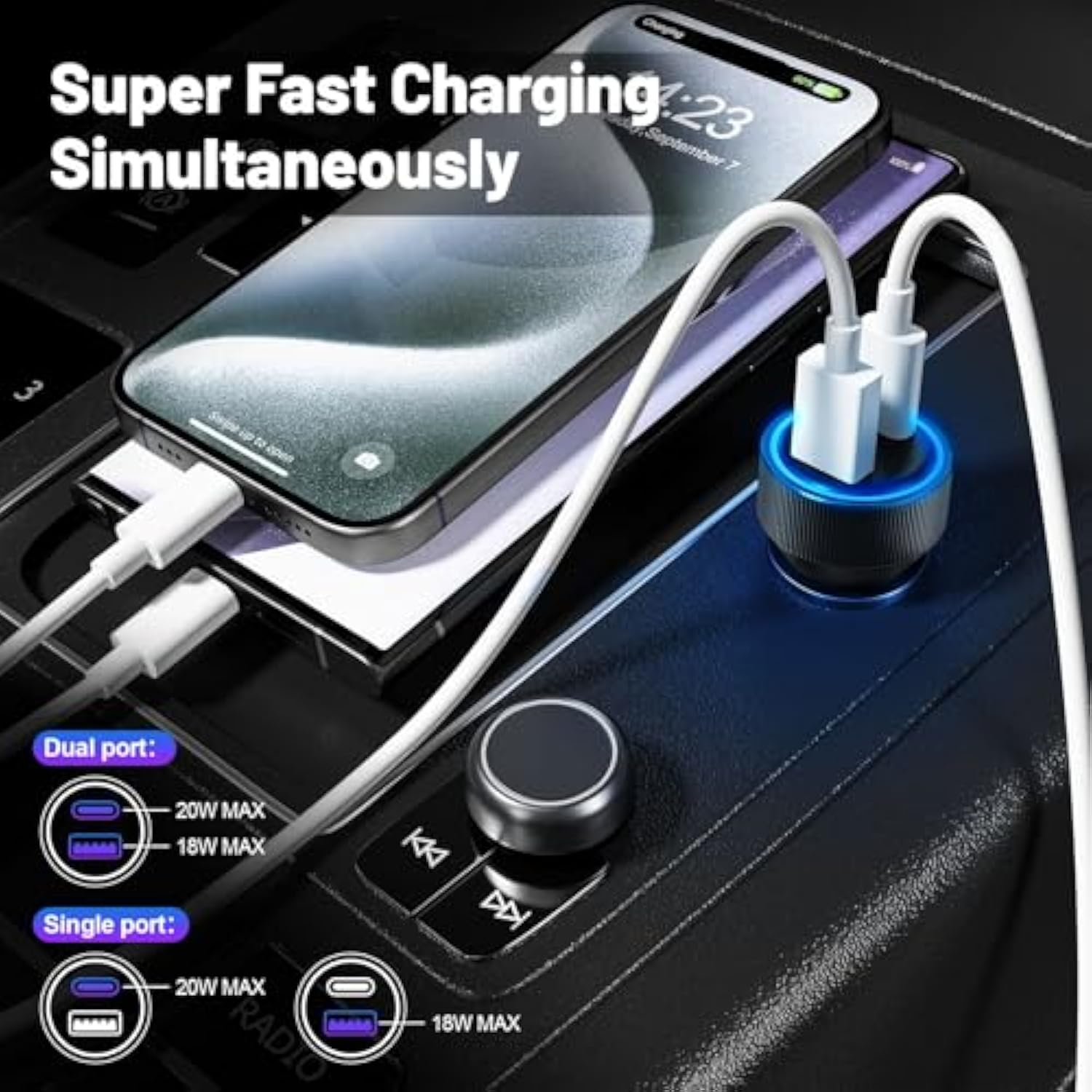 Usb C Car Charger Fast Charging,38W 2-Pack Usb Car Adapter With Pd3.0 & Qc3.0,Super Fast Cigarette Lighter Usb Charger For Iphone 16/15/14 Pro Max/Samsung Galaxy S25/S24/S23/S22 Plus/Ultra/S10/Note