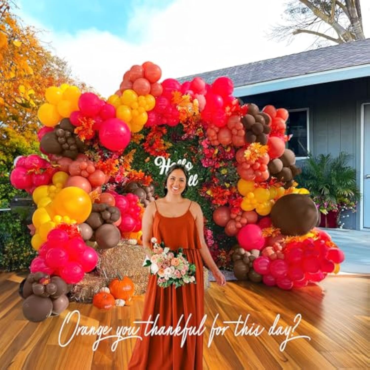 Fall Balloon Garland Kit: 140pcs Orange, Brown, Yellow Balloons