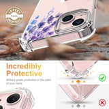 Flower Designed For Iphone 13 Case[With Screen Protector], Floral Clear Women Phone Case Shockproof Protective Soft Tpu Bumper Cover 6.1 Inch 2021 (Lavender/Purple)