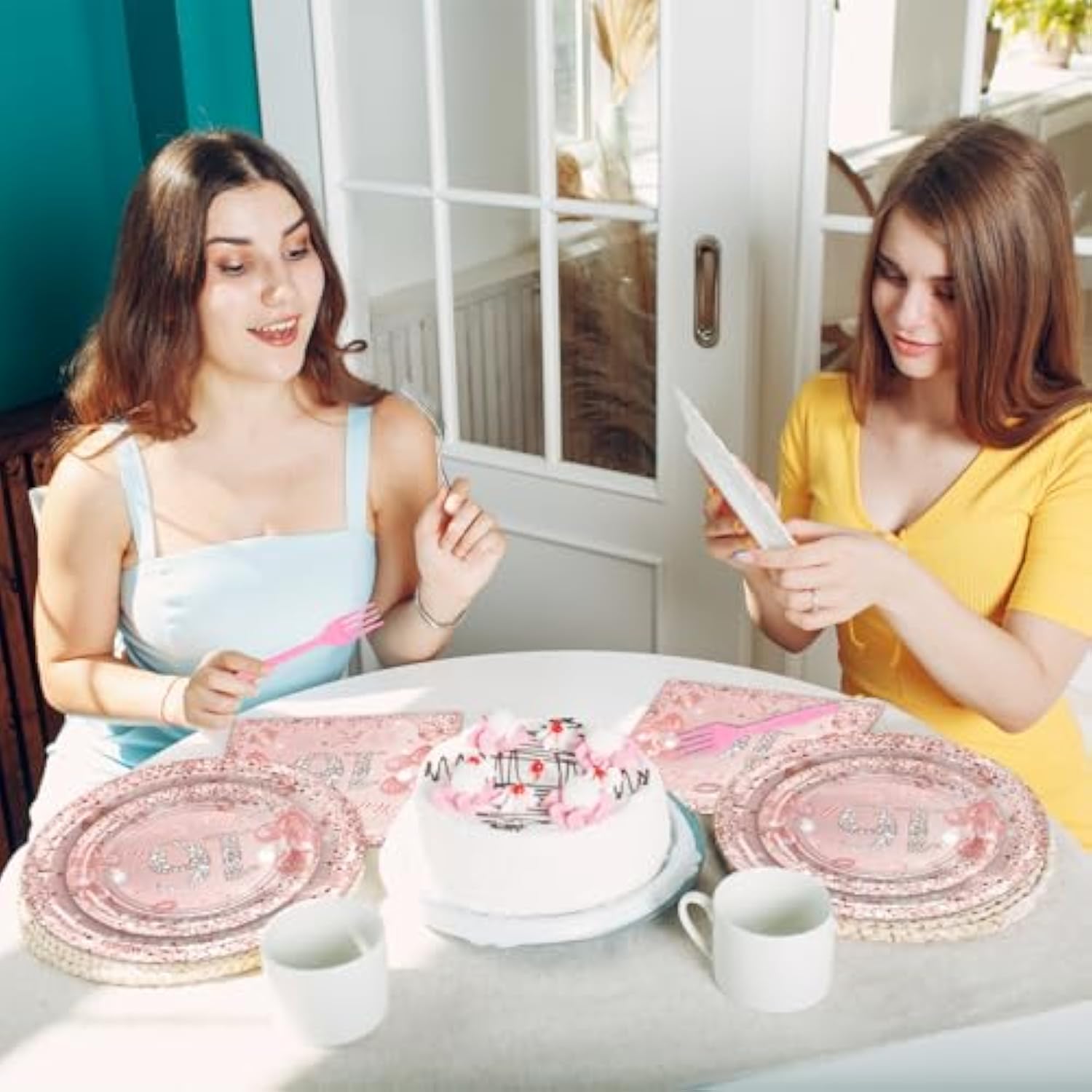 96 Pcs Rose Gold Sweet 16 Birthday Party Paper Plates And Napkins Girls Sweet 16 Decorations Sweet Sixteen Birthday Party Disposable Paper Tableware Serve 24