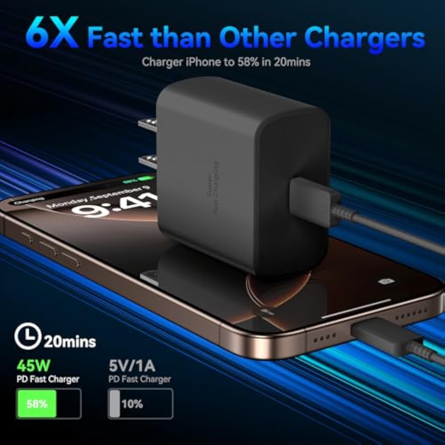 Iphone 16 Pro Max Charger Fast Charging,45W Usb C Wall Charger Block With 10Ft Usb C Long Charging Cable Cord For Iphone 16 Pro Max/16 Pro/16 Plus/15 Pro Max/15 Pro,Samsung Galaxy S25 Ultra