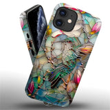 For Iphone 12/12 Pro Case,3D Stained Flower Looking Hummingbird Pattern For Girl Women Boy Hard Hybrid Shell Shockproof Silicone Full Body Protective Matte Case For Iphone 12/12 Pro