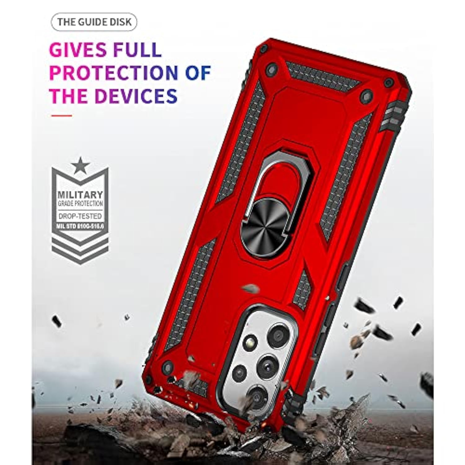 For Samsung A53 5G Case, Galaxy A53 5G Case With Hd Screen Protector, [Military Grade 16Ft. Drop Tested] Ring Shockproof Protective Phone Case For Samsung Galaxy A53 5G,Red