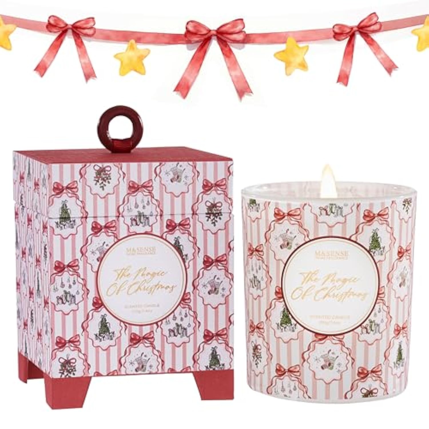 Christmas Holiday Candle - The Magic Of Christmas Scent, 7.4 Oz Soy Wax, Ideal Winter Home Decor Gift For Women And Girls