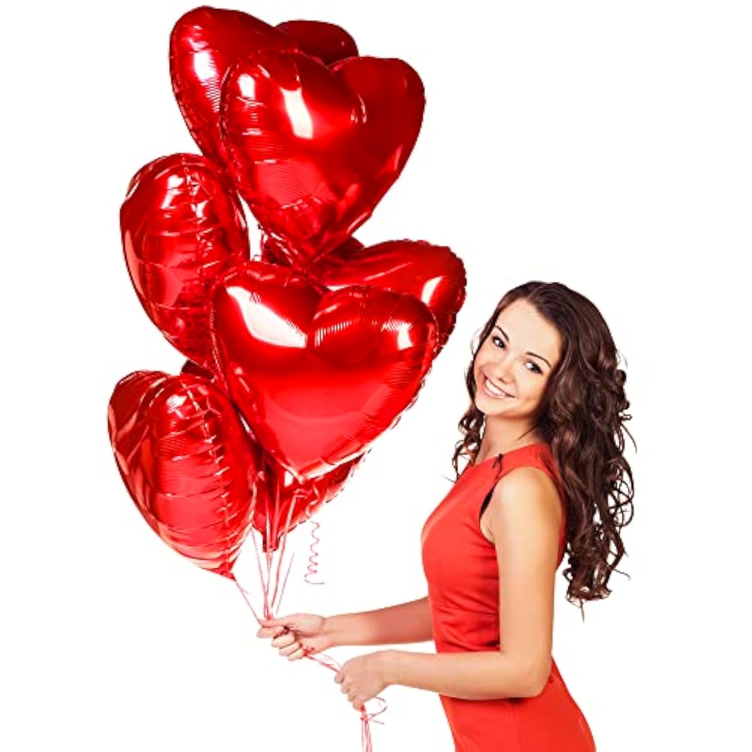 Heart Shaped Foil Balloons For Valentines Day Party Decorations - Pack