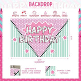 108 Pcs Surprise Birthday Party Decorations, Doll Themed Cartoon Birthday Party Decorations Backdrop Balloon Garland Arch Banner Cake Cupcake Topper Star Bow Tie Spot Pink Teal Blue