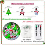 Christmas Lights Decorations Battery Operated, 17Ft 50 Led Christmas Tree Santa Snowman String Lights With Timer, Xmas F