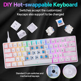 Mechanical 60% Keyboard Rgb 1680M Color Backlit Compact Mini 61 Key Blue Switch Portable Keypad Compatible With Windows Imac Laptop Pc Computer Office Gamer(White)