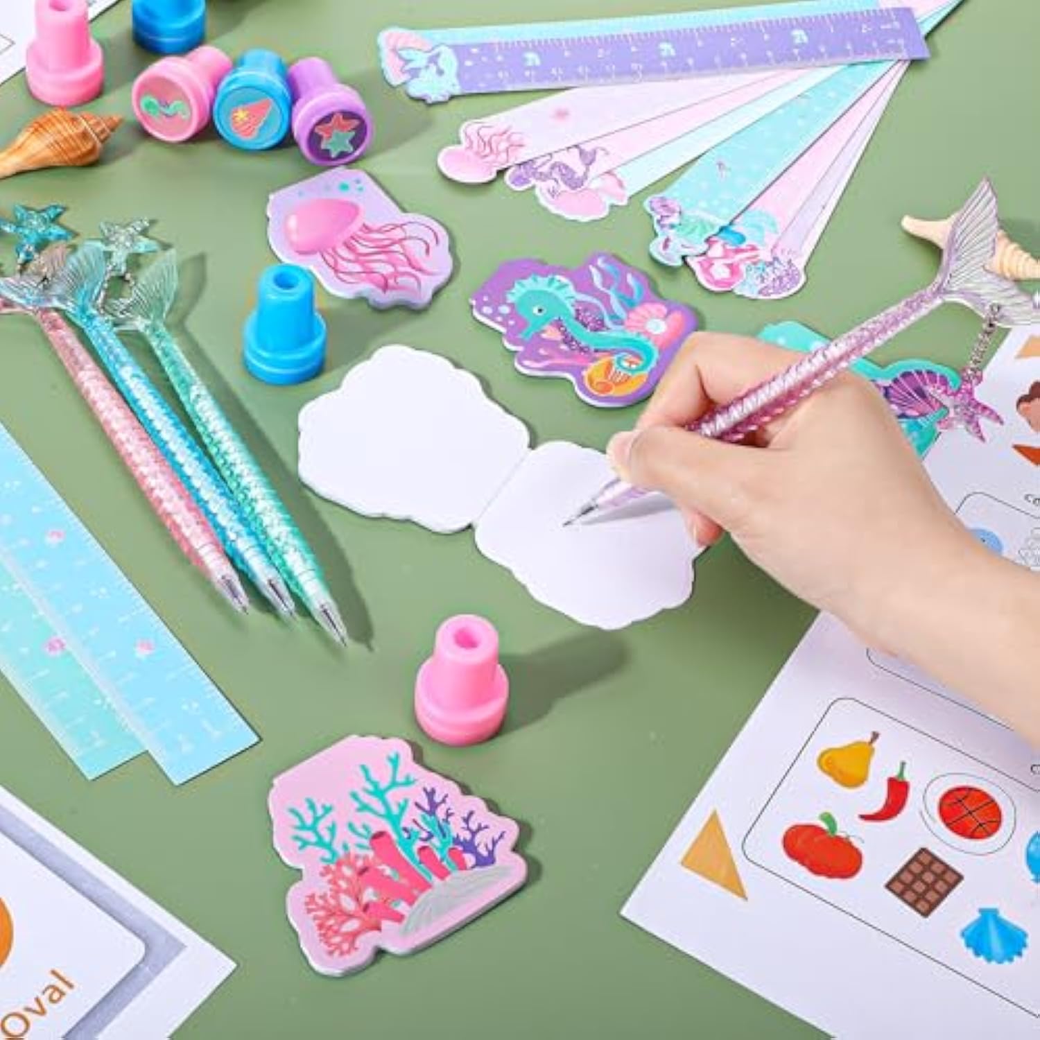 144 Pcs Mermaid Party Favors For Goodie Gift Bags Mermaid Theme Birthday Decorations Include Mini Notebooks Stickers Pens Stamps Goodie Bag Boys Girls Kids Ocean Party Classroom Prize Supplies