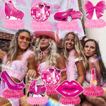 Pink Girls Birthday Decorations Hot Pink Princess Party Honeycomb Centerpieces Disco Bachelorette Birthday Party Decoration For Girls Doll Theme Party Bridal Shower Wedding Baby Shower
