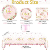 81pcs Floral 1st Birthday Set for 20 Guests with Plates, Napkins & Tableware
