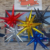 6 Pcs 22-Inch Silver Starburst Balloons 4D Star Foil Decor for NYE & Weddings