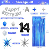 14Th Birthday Party Decorations For Boys, Navy Blue Silver Black Happy 14 Birthday Decorations Set With Backdrop Banner 14 Number Balloons For Him 14 Years Old.