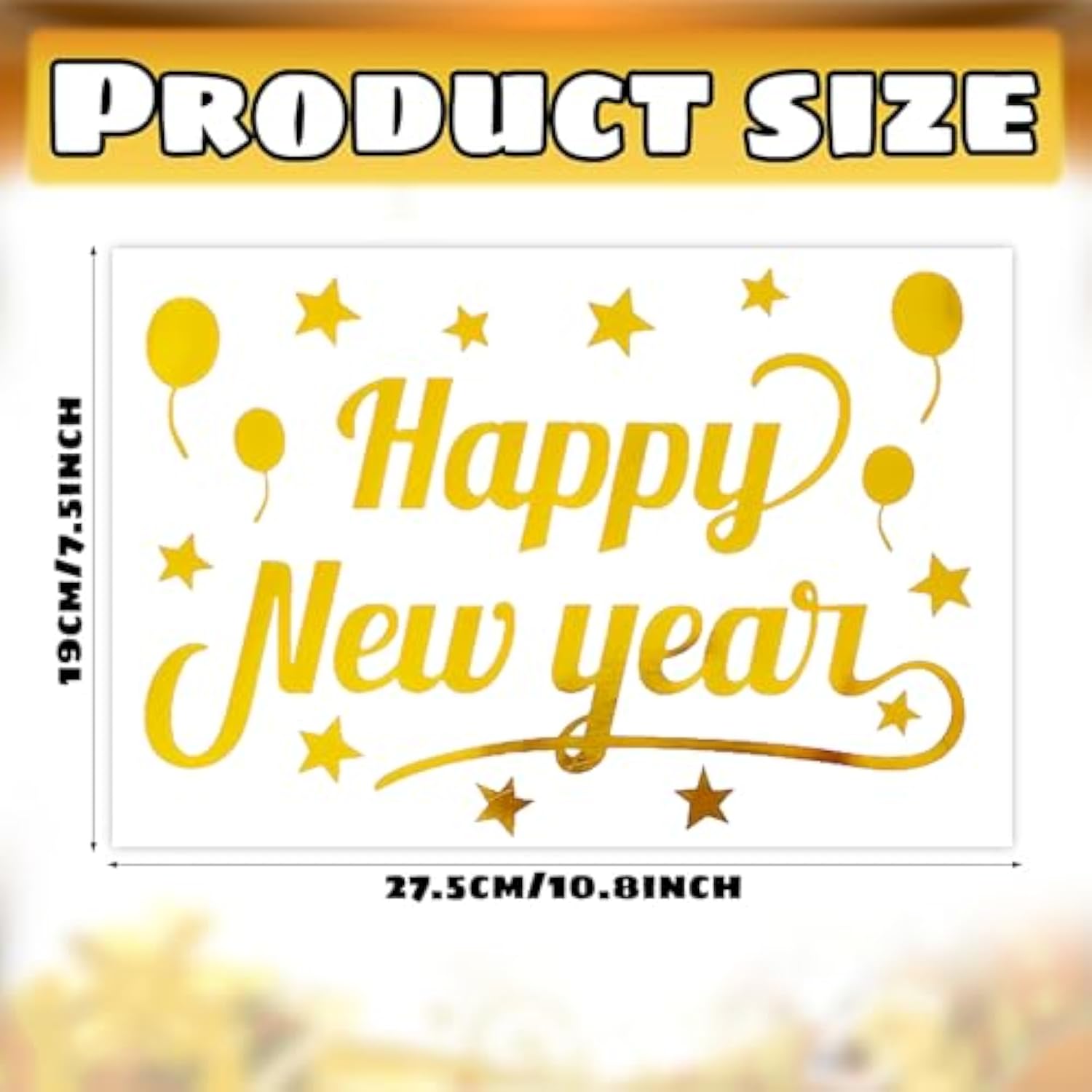 Happy New Year Balloon Stickers Gold Bobo Balloon Decorations Star Balloons Letter Stickers Decals For New Years Christmas Party Balloons Gift Diy Supplies 6Pcs