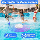 Floating Pool Speakers With Colorful Led Lights, Ip68 Waterproof Pool Speakers Bluetooth, 16W Stereo Loud Sound Hot Tub Speaker, Tws Pairing, Hands-Free Portable Bluetooth Pool Speaker For Spa