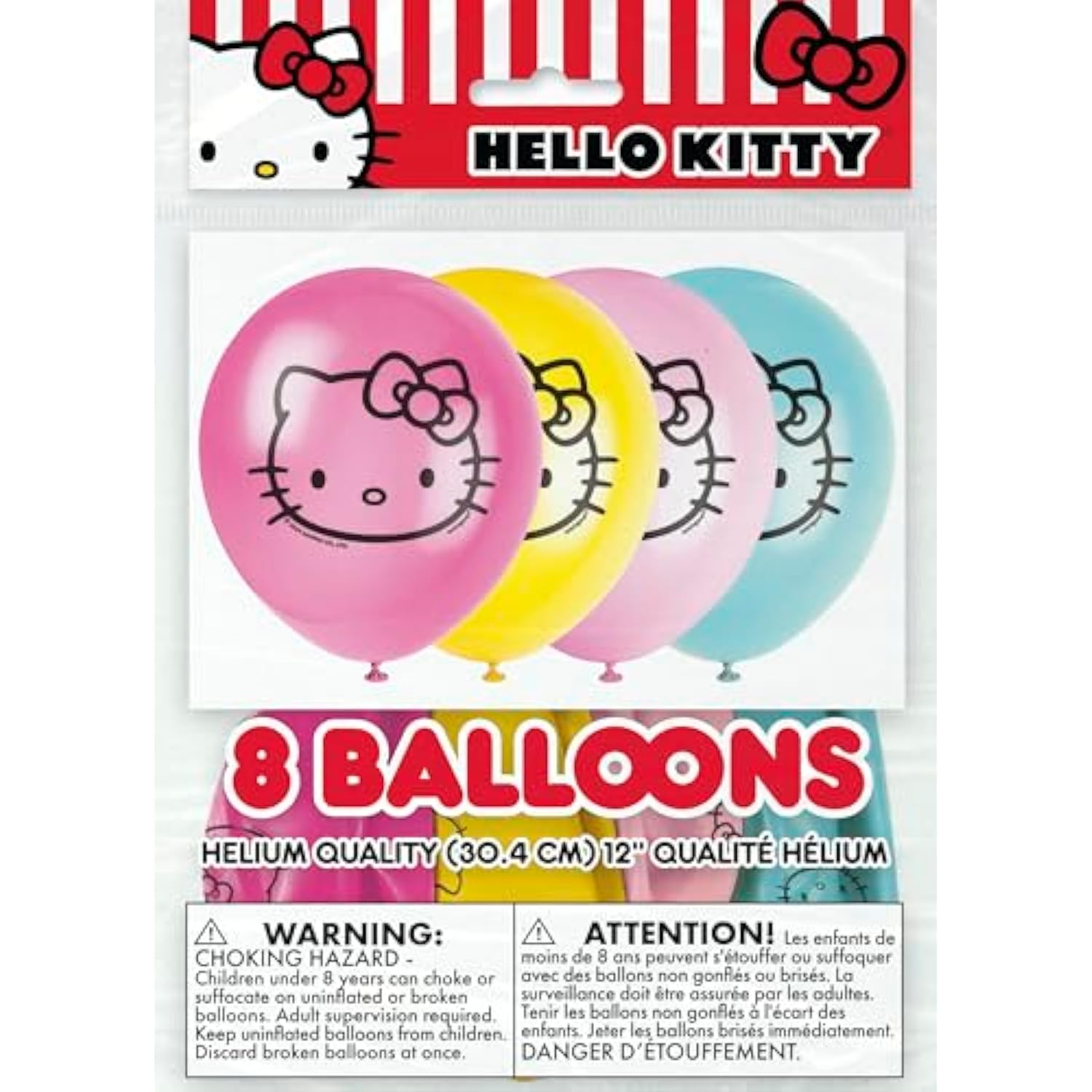 Hello Kitty Balloons | Set of 9 | Large 25" Hello Kitty Balloon (1) and 12" Balloons (8) | Sticker | Hello Kitty Birthday Decorations and Party Supplies | Officially Licensed