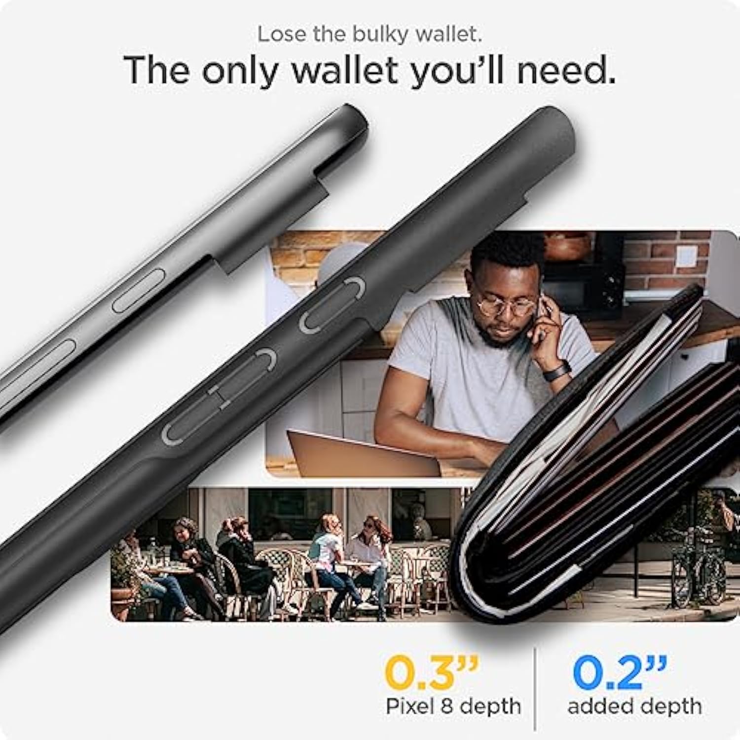 Spigen Slim Armor CS Designed for Pixel 8 Case (2023) [Military-Grade Protection] - Black