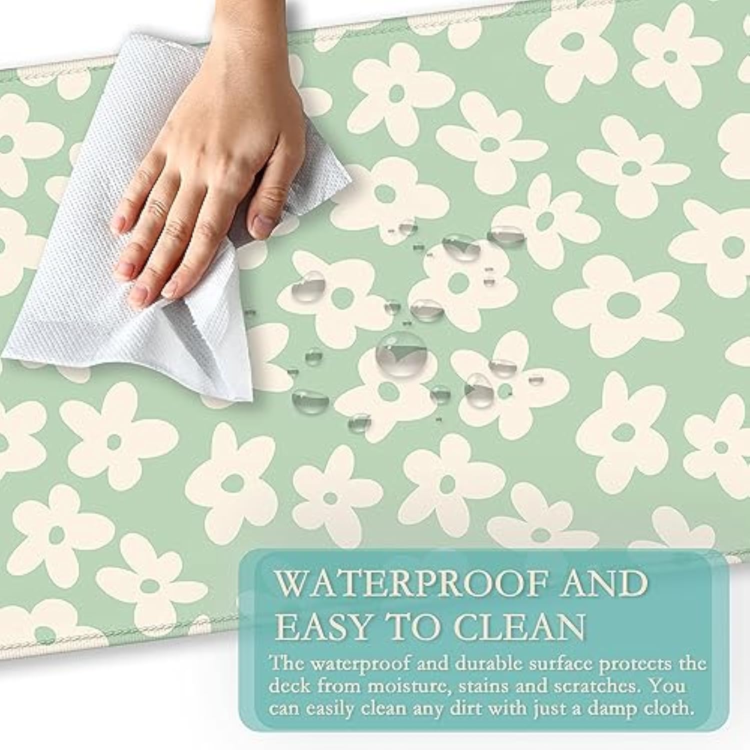 Desk Mat,Daisy Flower Vintage Gaming Mouse Pad 31.5 X 15.7 In Extended Mousepad Non-Slip Rubber Base, Stitched Edges Keyboard Mouse Mat Desk Pad For Office Home And Game