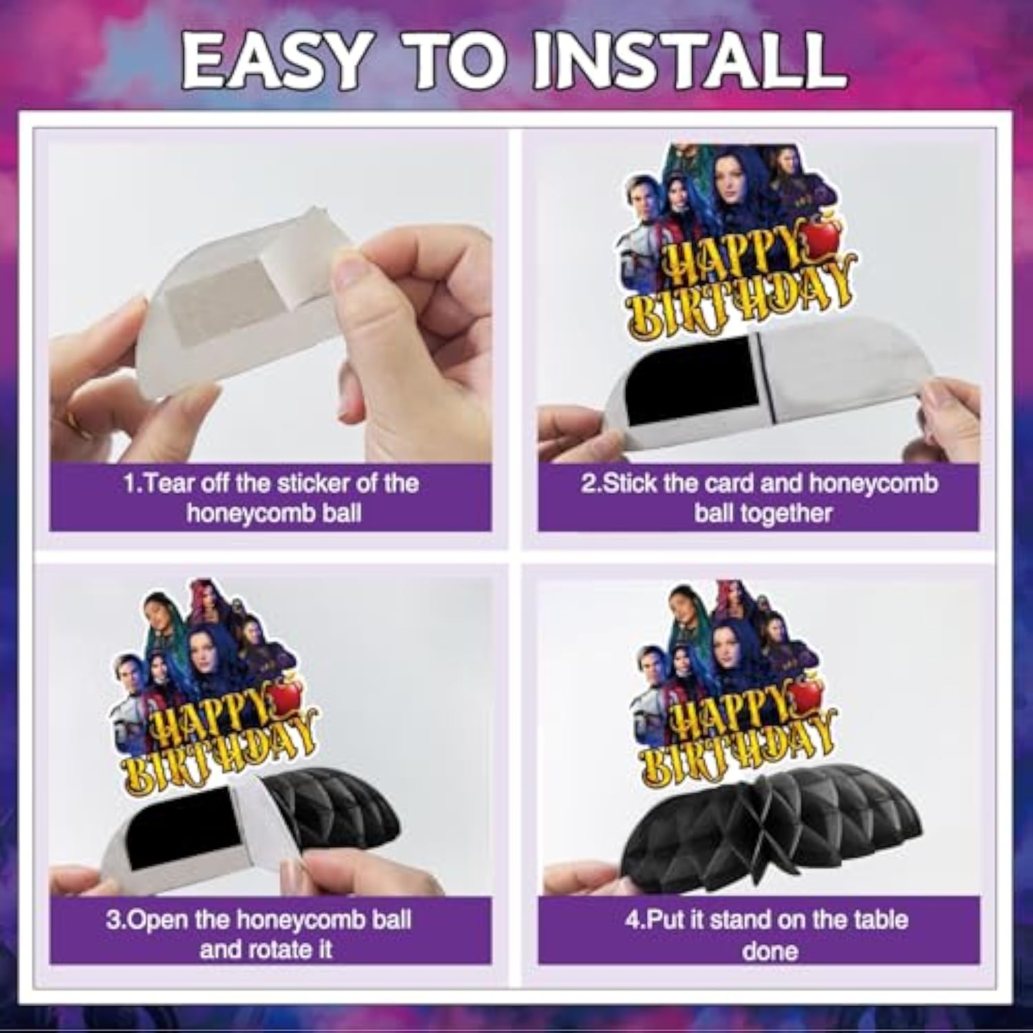 9Pcs Birthday Party Decorations Honeycomb Centerpieces, Cartoon Party Decorations Happy Birthday Table Centerpieces, Party Supplies For Kids Birthday Party Baby Shower