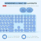 seenda Wireless Keyboard and Mouse, USB & Type C 2-in-1 Receiver, SK73-3 Full Size Teal Wireless Keyboard Mouse Combo, Compatible for Windows, MacBook Pro/Air, Laptop, Desktop, PC - Blue