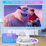 Full Hd Wifi Bluetooth Projector Built In Dvd Player, 12000Lm 1080P Supported, Portable Mini Dvd Projector For Outdoor Movies, 250" Home Theater, Compatible With Ios/Android/Tv Stick/Ps4/Hdmi/Usb/Tf