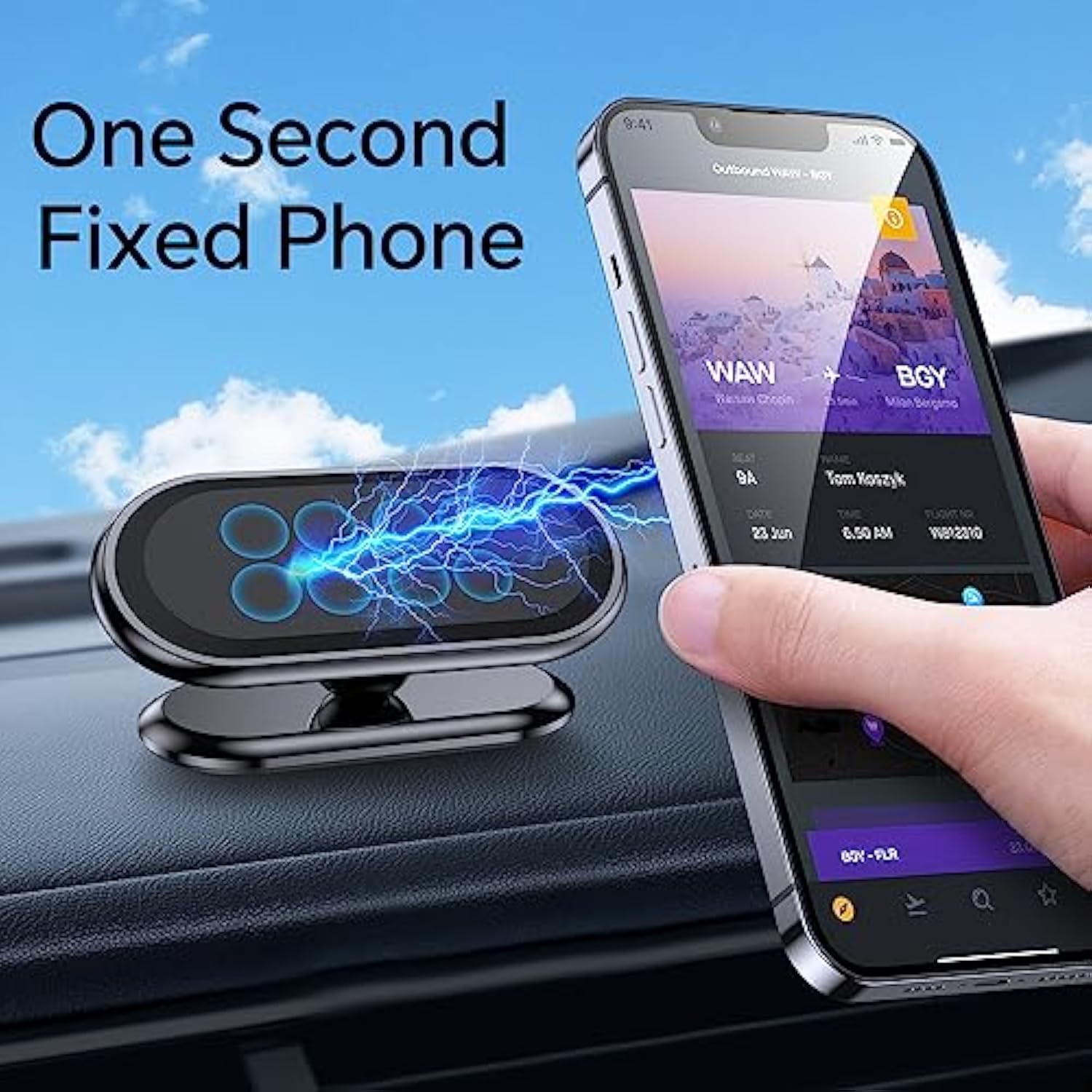 ?2-Pack?Magnetic Phone Holder For Car, [ Super Strong Magnet ] [ With 4 Metal Plate ] Cell Phone Carmount For Iphone Magnetic [ 360° Rotation ] Universal Dashboard Adhesive Car Magnetic Phone Mount