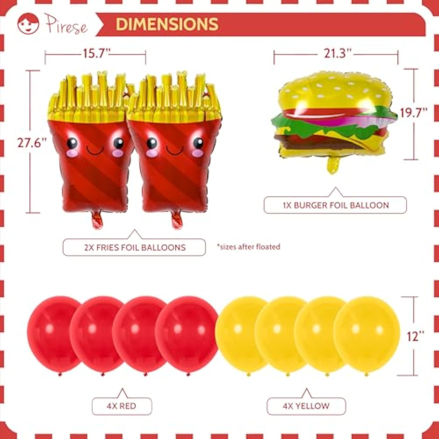 Burger Birthday Party Kit – Happy Birthday Banner & Burger Fries Balloons