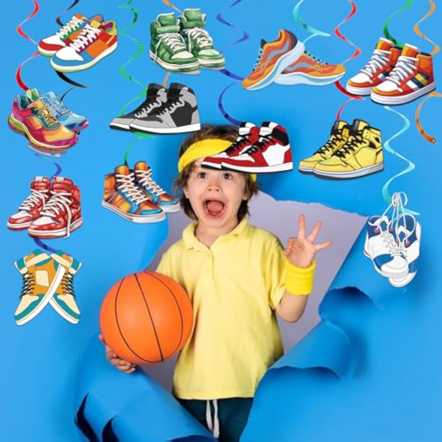 24Pcs Sneaker Hanging Swirls, Sneaker Party Decorations, Sneaker Shoes Ceiling Swirls Streamer Decorations For Sport Shoes Birthday Baby Shower Decor Supplies