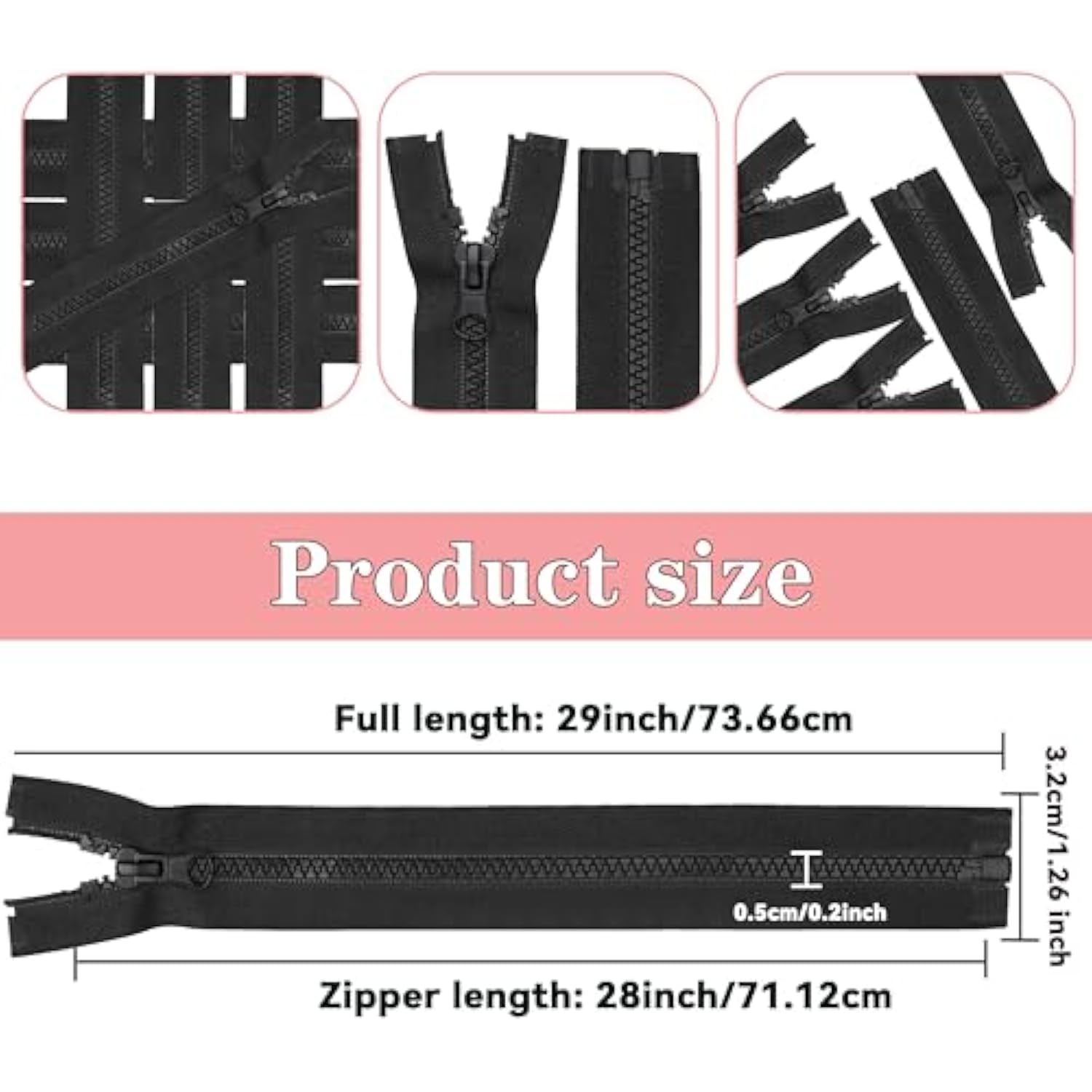 10Pcs 28Inch Separating Jacket Zippers For Sewing Coats Jacket Sports