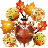 Thanksgiving Foil Balloons: Turkey, Maple Leaf, and Pumpkin Party Decor (Set of 9)