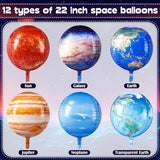 12 Pcs Space Balloons 22 Inch Large 4D Galaxy Planet Balloons World Map Globe Inflatable Earth Outer Space Party Decorations for Travel Theme Party Birthday Earth Day