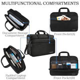 Laptop Briefcases For Men, 17 Inch Expandable Briefcase Computer Bags For Laptop For Men, Water Resistant Multi Compartments Men'S Work Bag With Luggage Strap For Bussiness Travel, Black