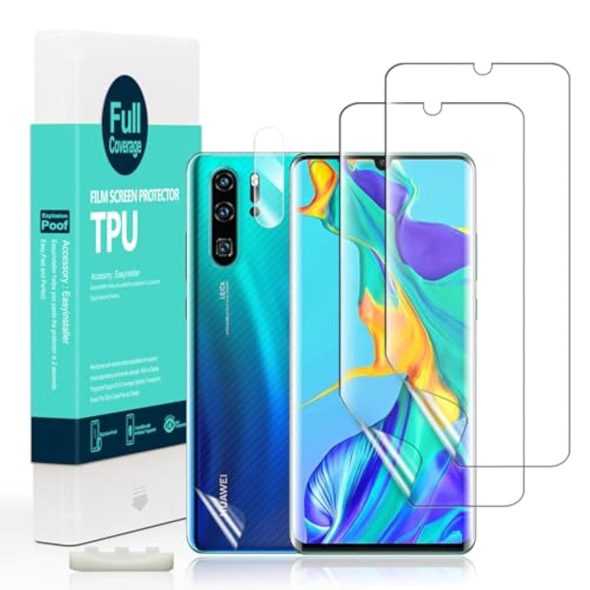 For Huawei P30 Pro (2 Pcs) Screen Protector,Flexible Tpu Film,With 1Pc Camera Lens Protector,1Pc Back Film,Bubble Free[Easy To Install]