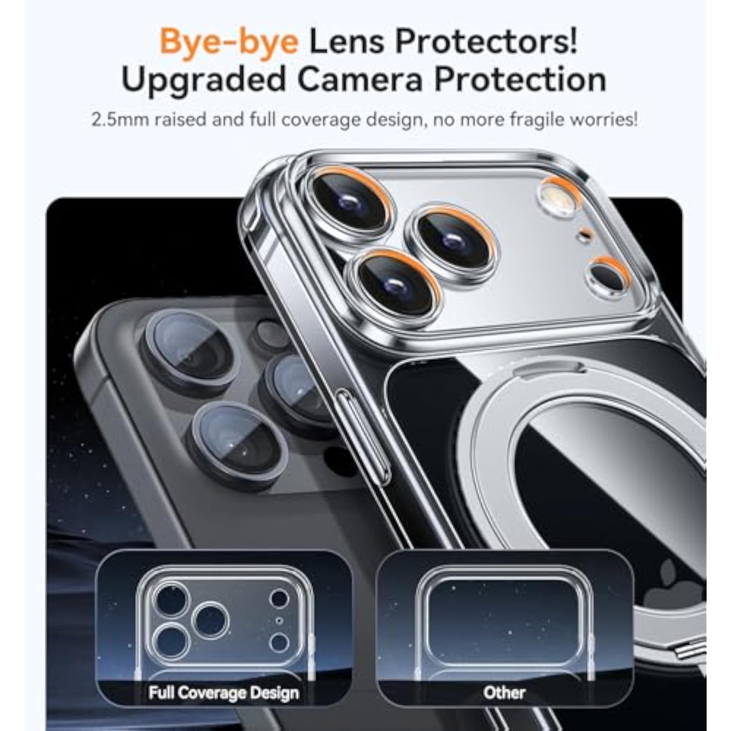 360 Degree Spin Magnetic Stand for iPhone 17 Pro Max Clear Case