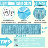 6 Pack 29X108 Inch Light Blue Metallic Foil Fringe Table Skirts Banner For Tinsel Streamer Garland Curtains Backdrop For Parade Floats Wedding Baby Shower Birthday Christmas Halloween Party Decoration