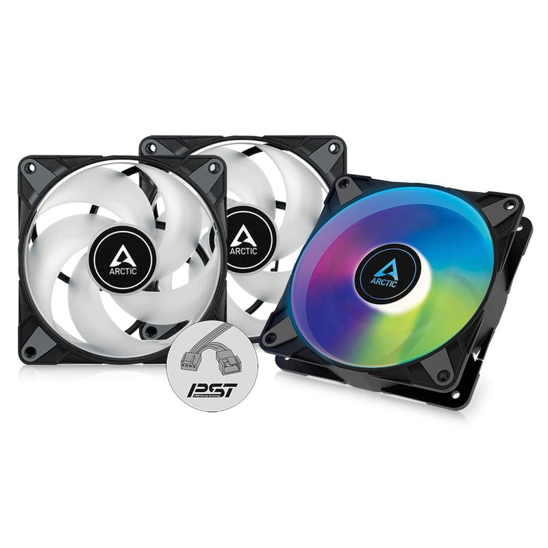 ARCTIC P12 PWM PST A-RGB (3 Pack) - 120 mm PWM case Fan Optimized for Static P