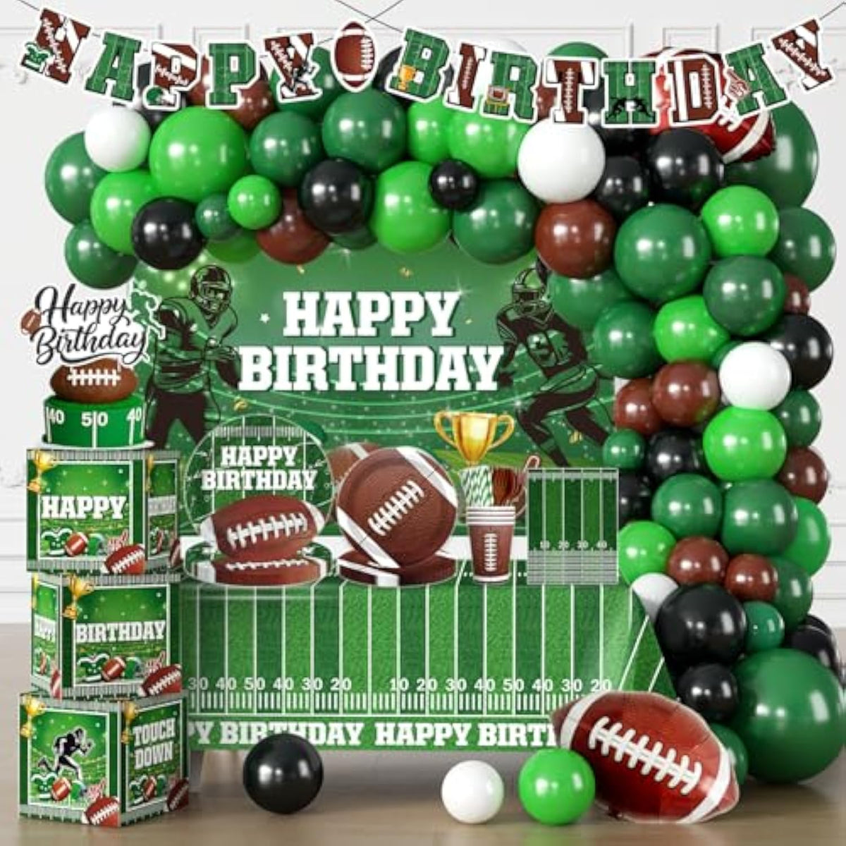 245 Pcs Football Birthday Party Decorations Football Birthday Banner Balloons Plates And Napkins Tablecloth Backdrop For Game Day Touchdown Sports Theme Party Supplies