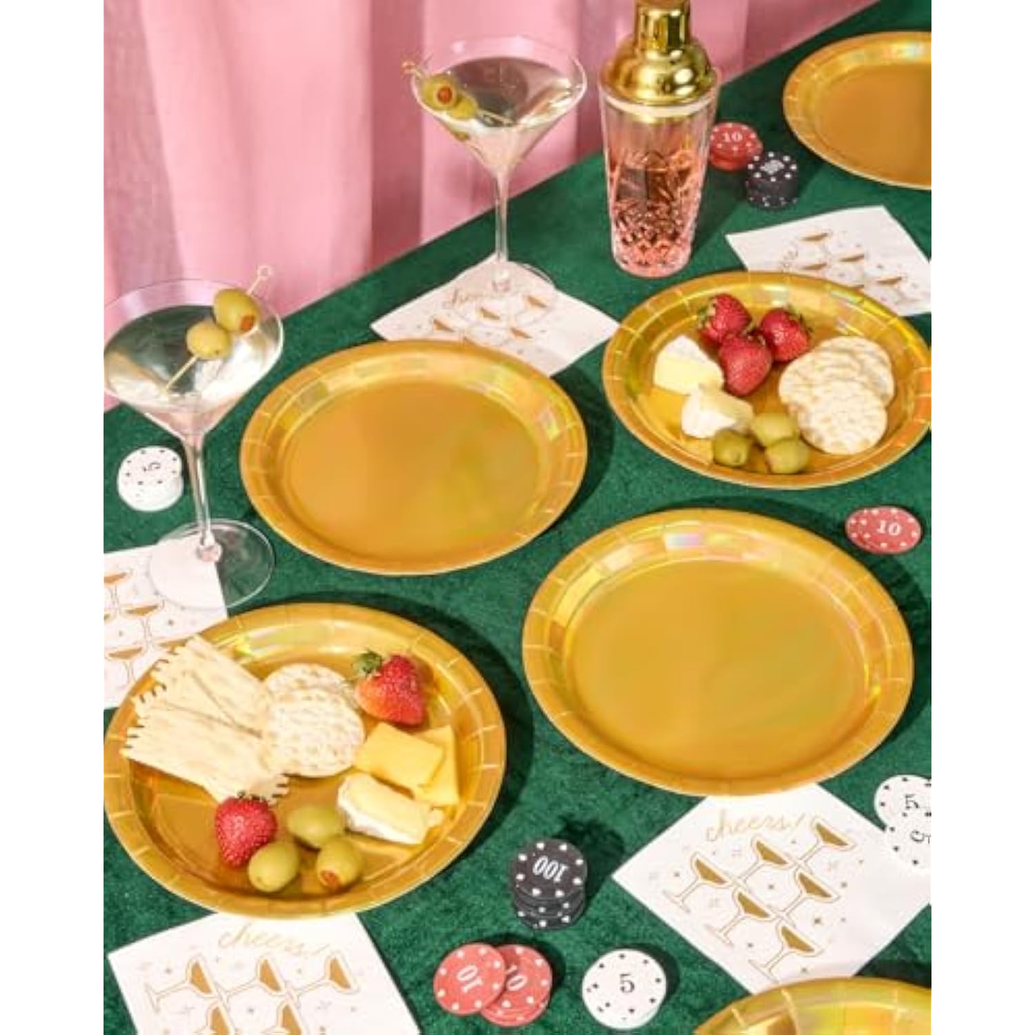 Gold Holographic Foil Plates - 25 Pack | Happy Birthday Party Decorations, Holiday Party, Cool Cake Plates, New Year'S Eve, Gold Bachelorette Disposable Party Plates