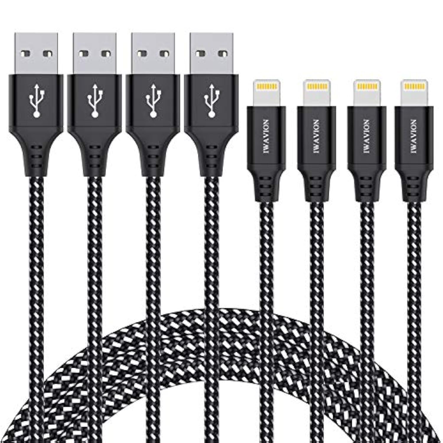 Iphone Charger Cable, 4Pack 3Ft/1M Lightning Cable Nylon Braided Mfi Certified Iphone Cable Usb Sync Cord Fast Iphone Charging Cable For Iphone Xs Max X Xr 8 7 6S 6, Ipad Mini/Air, Ipod