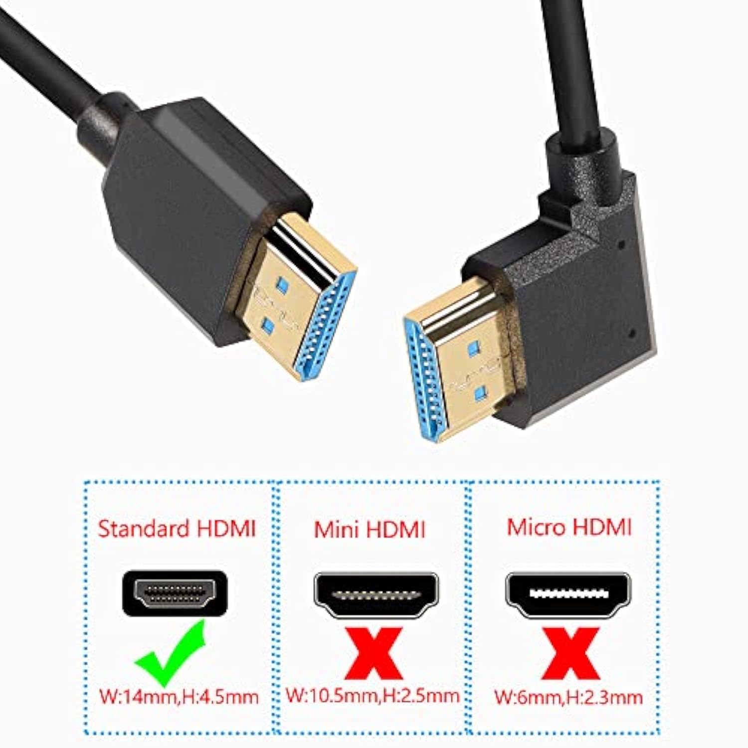 8K Hdmi 2.1 Short Cable,90 Degree Right Angle 1Ft/0.3M Ultra High Speed 48Gbps